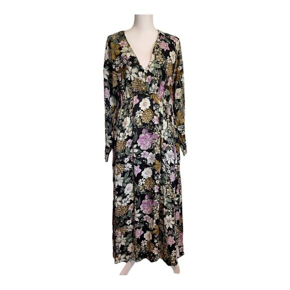 Asos Edition V Neck Oversized Midi Dress Drawstring Waist Floral Print Size 6 - Picture 1 of 11